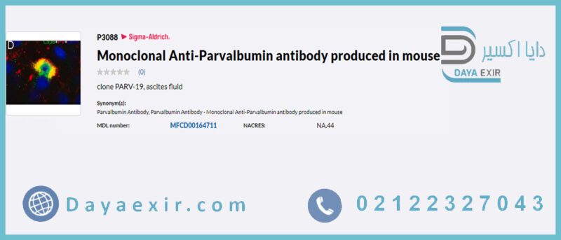 آنتی بادی مونوکلونال ضد پاروالبومین تولید شده در موش (Monoclonal Anti-Parvalbumin antibody produced in mouse) سیگما آلدریچ | دایا اکسیر